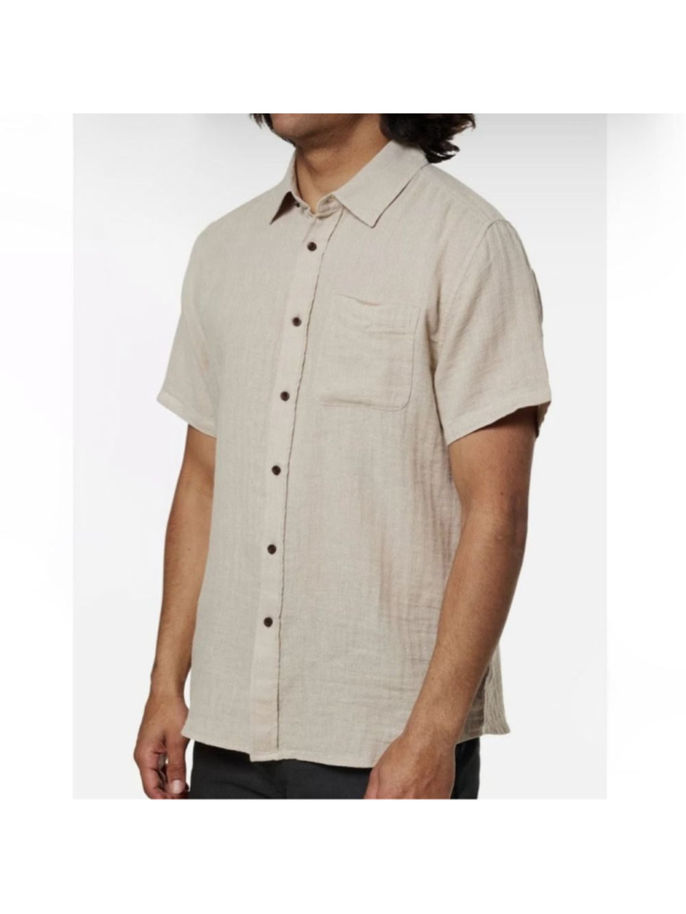 Katin Casual Button Down Alan Shirt XXL Beige Cotton Linen Blend Resort Wear
